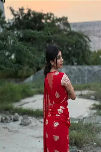 Red Color Viscose Georgette Saree
