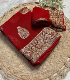 Red Color Viscose Georgette Saree