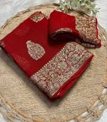 Red Color Viscose Georgette Saree