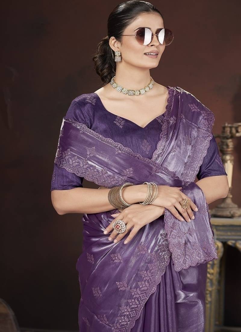  Purple Color Zimmy choo Silk Saree