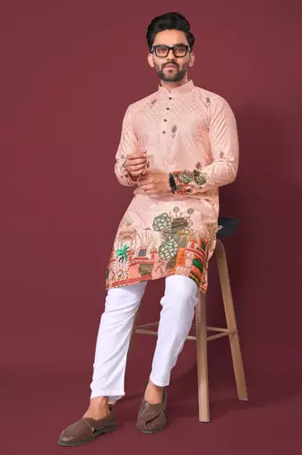 Light pink multicolour kurta