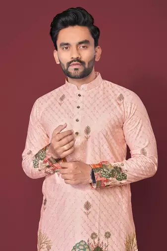 Light pink multicolour kurta