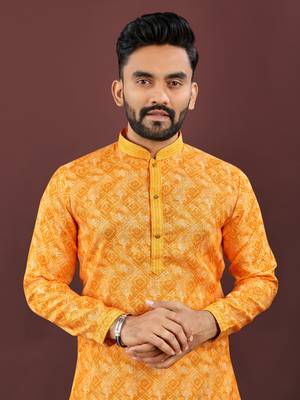 Dark yellow digital print kurta 2