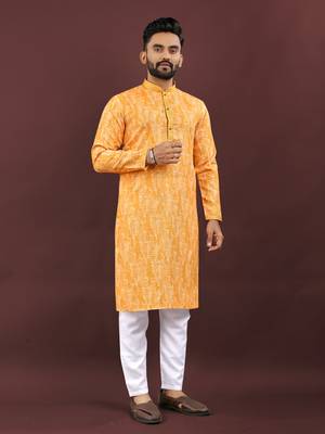 Yellow digital print kurta 1