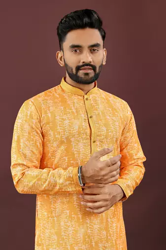 Yellow digital print kurta