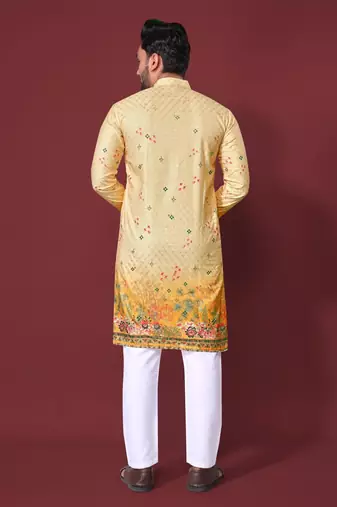Yellow multicolour kurta