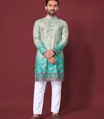 Light green multicolour kurta
