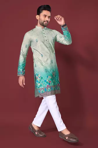 Light green multicolour kurta