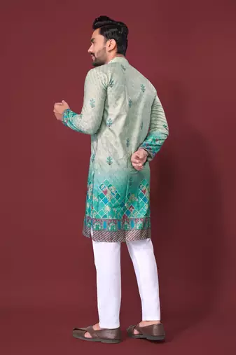 Light green multicolour kurta