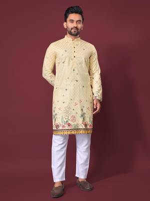 Light yellow multicolour kurta 1