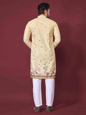 Light yellow multicolour kurta 3