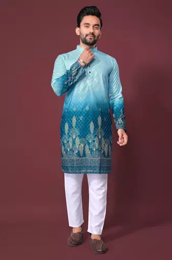Blue multicolour kurta