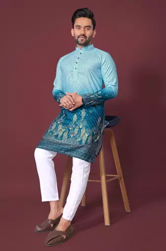 Blue multicolour kurta