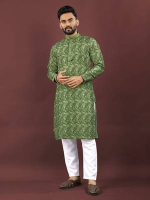 Green digital print kurta 1