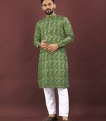 Green digital print kurta