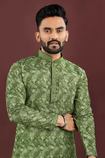 Green digital print kurta