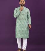 Sea green digital print kurta