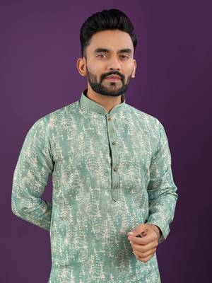 Sea green digital print kurta 2