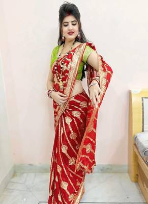Red Color Viscose Georgette Saree 3