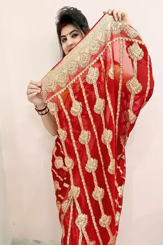 Red Color Viscose Georgette Saree