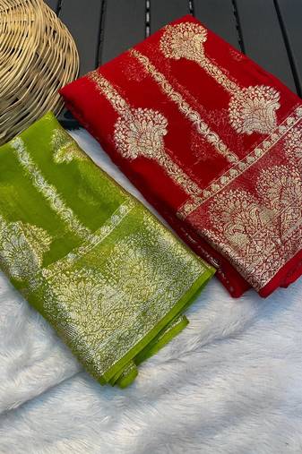 Red Color Viscose Georgette Saree