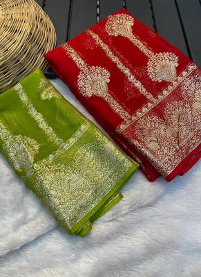 Red Color Viscose Georgette Saree 1