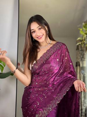  Wine Color Zimmy Choo Silk Saree 2