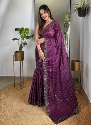  Wine Color Zimmy Choo Silk Saree 1