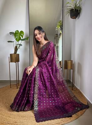  Wine Color Zimmy Choo Silk Saree 3