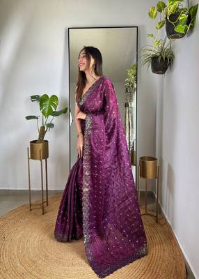 Wine Color Zimmy Choo Silk Saree 4
