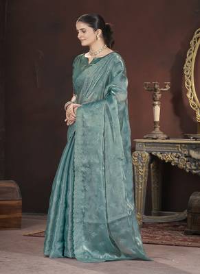 Teal Color Geemichu art Silk 3