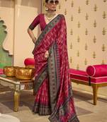 Faux sigma silk printed saree (red)