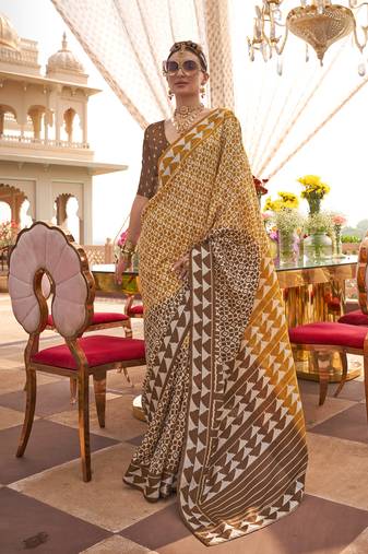 Elora pure sigma silk printed saree (yellow)