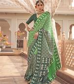 Elora pure sigma silk printed saree (green)