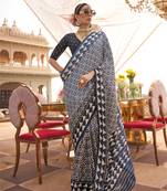 Elora pure sigma silk printed saree (dusty blue)