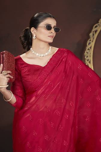 Red Color Geemi Chu art Silk