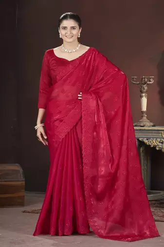 Red Color Geemi Chu art Silk
