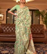 Pista green elegance jamewar kashmiri banarasi saree