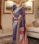 Navy royalty woven jamewar kashmiri banarasi saree