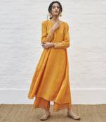 Tangerine silk tissue chanderi set