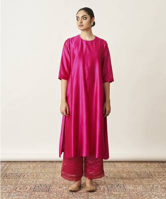 The rani pink silk chanderi set 1
