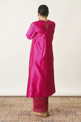 The rani pink silk chanderi set