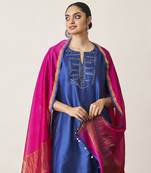 The sapphire blue & candy silk chanderi ensemble