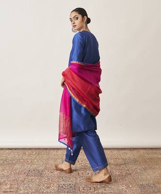 The sapphire blue & candy silk chanderi ensemble 5