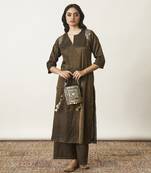 The black & gold silk tissue ensemble with sequin detailing