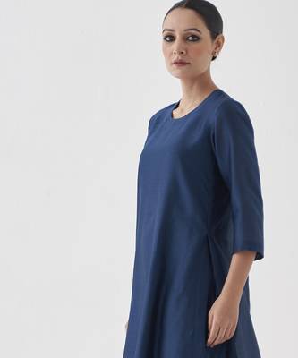 Midnight blue silk chanderi set 2