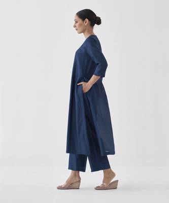 Midnight blue silk chanderi set 5