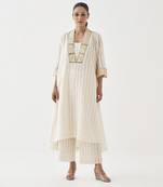 The chandani silk chanderi ensemble with woven banarasi & handwork