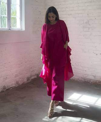 The waterfall jacket ensemble - rani pink 3