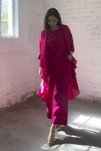 The waterfall jacket ensemble - rani pink